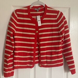 NET J.Crew Emilie patch pocket sweater lady jacket in stripe